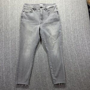 Good American Jeans Womens 15 Gray High Rise Skinny Raw Hem Ankle Crop GWCRH419T